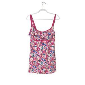 Catalina Pink All Over Floral One Piece Swim Dress Women's Size XL 16/18